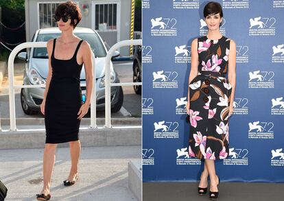 Paz Vega
	

	La española, tras desembarcar en Venecia con motivo de la 72 edición del festival, se dejó ver en el photocall como parte del jurado de la sección 'Horizontes'. Para la ocasión cambió su sencillo vestido negro por un diseño muy femenino que firma Salvatore Ferragamo.