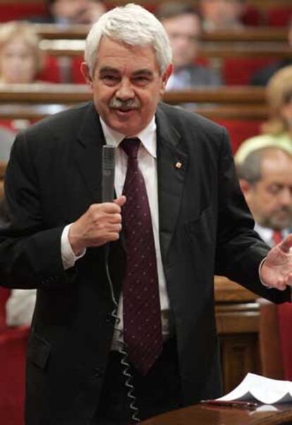 El presidente de la Generalitat, Pasqual Maragall, hoy, en el parlamento catalán.