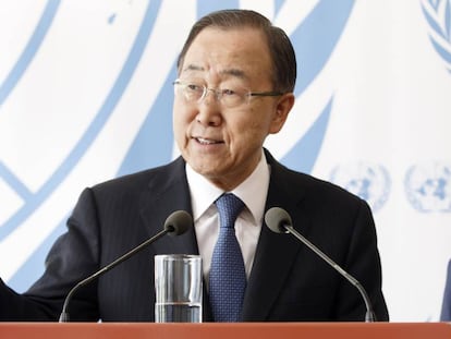 El secretario general de la ONU, Ban Ki-moon, este viernes en Ginebra.