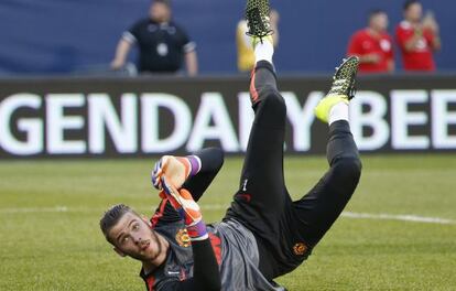 David de Gea en un entrenamiento con el Manchester