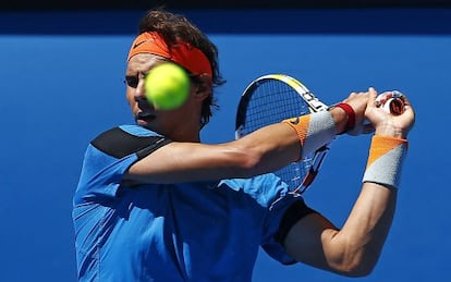 Rafael Nadal, en un entrenamiento del Abierto de Australia.