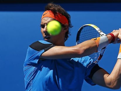 Rafael Nadal, en un entrenamiento del Abierto de Australia.