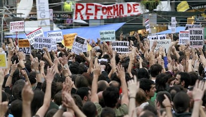 Acampada reivindicativa en la Puerta del Sol de Madrid.