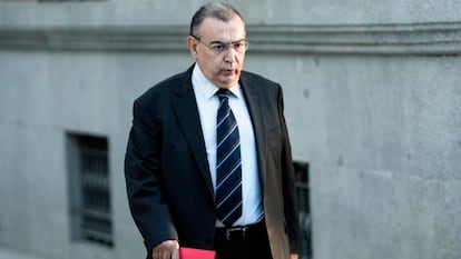 El exjefe de la Unidad Central de Apoyo Operativo (UCAO) de la Policía Nacional Enrique García Castaño, antes de una de sus declaraciones en la Audiencia Nacional. 