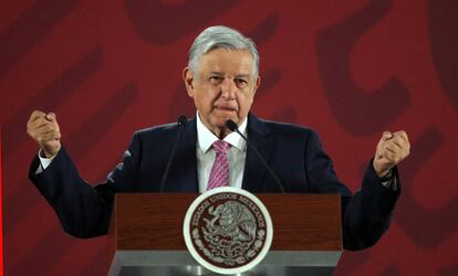 López Obrador, en una rueda de prensa.