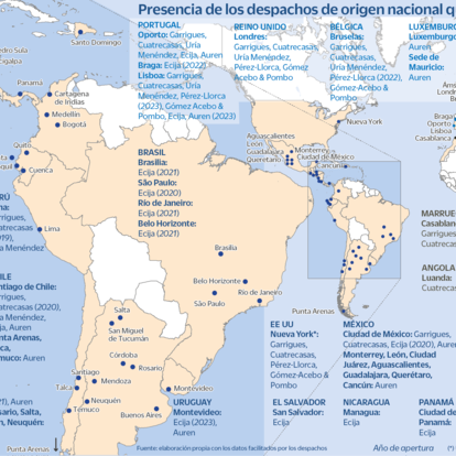 Mapa mundi despacho abogados españoles en el mundo Gráfico