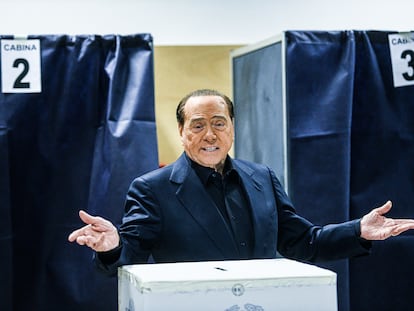 Silvio Berlusconi, en las elecciones de Lombardía del pasado mes de febrero.