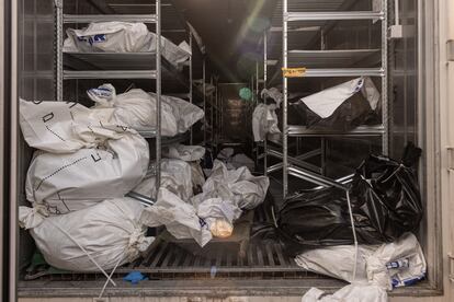 A morgue holds the bodies of more than 500 Israelis killed by Hamas on October 7.