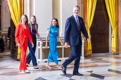 La Familia Real durante los actos de conmemoración del X aniversario de la coronación de Felipe VI.