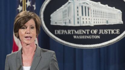 La ex fiscal general Sally Yates en una rueda de prensa.