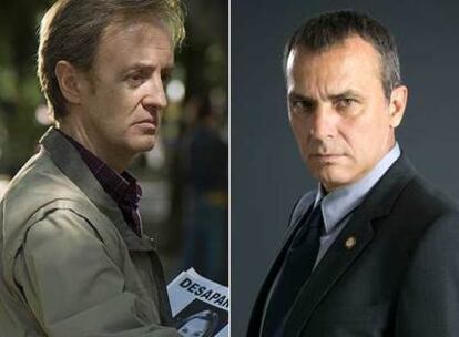 A la izquierda, Carlos Hipólito, en <i>Desaparecida</i> (TVE-1). A la derecha, José Coronado, en <i>RIS</i> (Tele 5).
