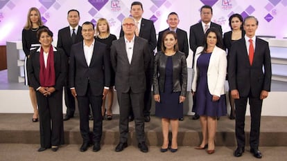 Los candidatos a gobernador en el Estado de México antes del debate.