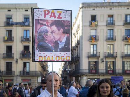 Manifestació de la plataforma 'Parlem' aquest dissabte al matí. 