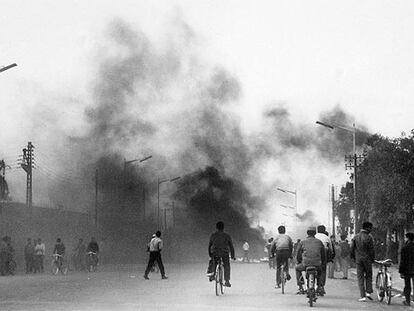 El bulevar El Fida de Casablanca, tomado por los estudiantes el 23 de marzo de 1965.