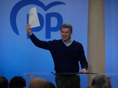 Feijóo, el día 12 durante la clausura en Oviedo del acto de presentación de la 'Declaración de Asturias' del PP.