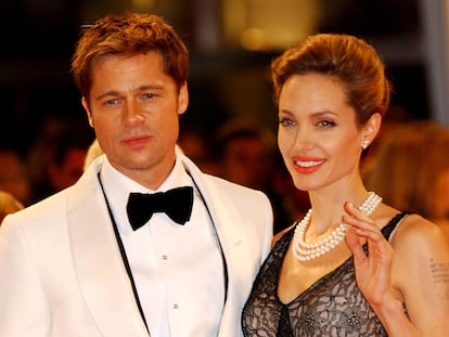 Brad Pitt y Angelina Jolie en el Festival de Cine de Venecia en 2007.