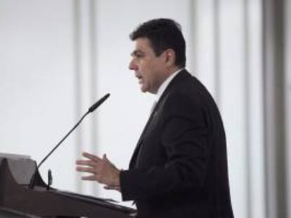 El embajador de la Republica de Panamá en España, Roberto Aduardo Arango, durante su discurso esta mañana en el desayuno informativo Executive Forum España.