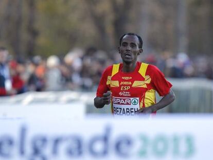 Alemayehu Bezabeh a punto de proclamarse campeón de Europa de cross. 
