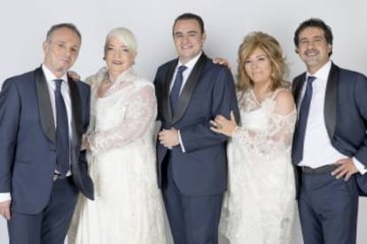 Uno de los dos Mocedades que existen, el de Izaskun Uranga (segunda por la izquierda), en una foto actual.