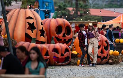 Jóvenes asisten al Festival de la Tierra y la Cosecha previo al Día de Muertos, en Monterrey (México).