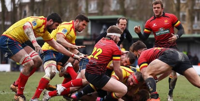 La selección española de rugby contra Bélgica el año pasado.