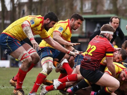 La selección española de rugby contra Bélgica el año pasado.
