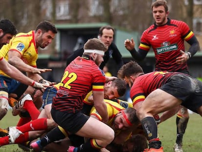 La selección española de rugby contra Bélgica el año pasado.