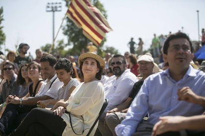 Ada Colau i Xavier Domènech a l'acte de Sant Boi de Llobregat.