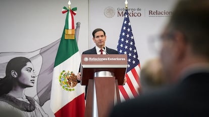 Marco Rubio durante una conferencia en Ciudad de México.