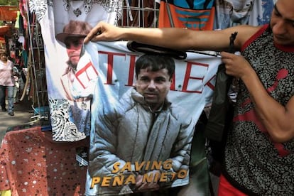 Una camiseta en el DF con la imagen de El Chapo Guzmán.