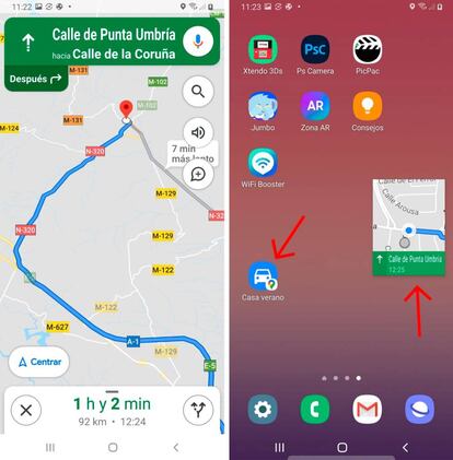 Accede rápidamente a una ruta predefinida en Android.