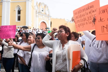 Manifestación de taxistas por el asesinato de Irma Hernández, en Xalapa, el 28 julio.