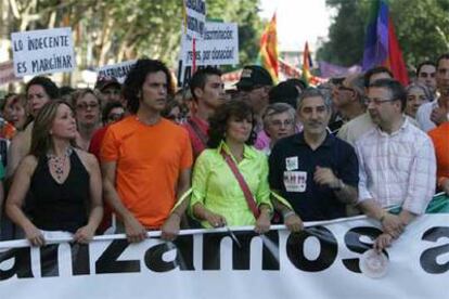 De izquierda a derecha, Trinidad Jiménez, Pedro Zerolo, Carmen Calvo, Gaspar Llamazares y José Blanco.