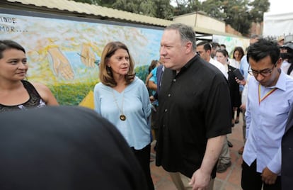 El Secretario de Estado Mike Pompeo durante su visita este sábado a Cúcuta