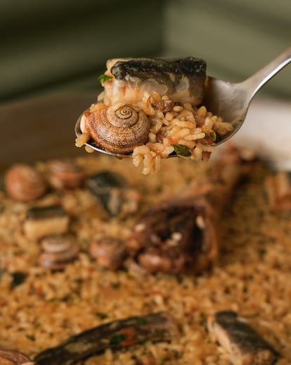 Paella servida en el Restaurante Cal Faiges