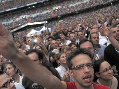 P&uacute;blico en el concierto que Bruce Springsteen dio en el Bernab&eacute;u el 17 de junio de 2012.