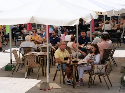 Una terraza de Santiago de Compostela el 12 de agosto. 