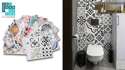 Decorar el baño con vinilo es más fácil con esta clase de mosaicos adhesivos.