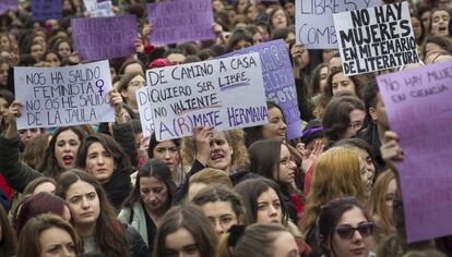 Manifestación multitudinaria durante la huelga del pasado 8 de marzo de 2018, en la Ciudad Universitaria de Madrid.