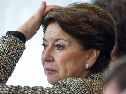 La exministra Magdalena Álvarez, esta mañana en el juicio de los ERE.