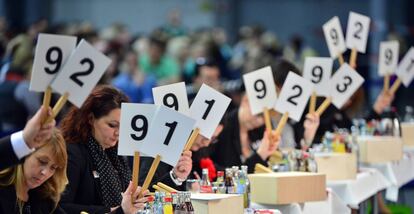 How would you rate your job? The jury at a dance competition in Germany score the participants.