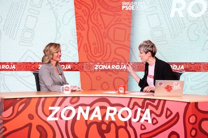 Estreno del programa 'Zona Roja' del PSOE, en el que ha participado la ministra Pilar Alegría.
