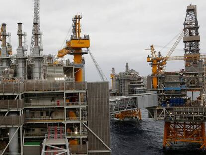 Una plataforma petrolífera en el Mar del Norte, en Noruega.