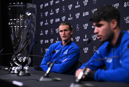 Zverev during a Laver Cup press conference.