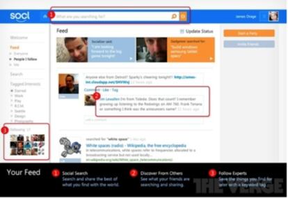 Imagen de pruebas internas del interfaz de una futura red social de Microsoft.