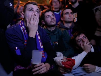 Aficionados franceses en París, durante la final del Mundial.