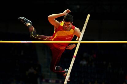 Ureña, durante la prueba de salto de altura.