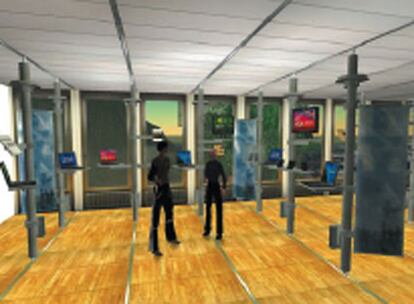 Reproducción en Second Life de la sala de demostraciones del centro de I+D de IBM en Zúrich.