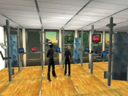 Reproducción en Second Life de la sala de demostraciones del centro de I+D de IBM en Zúrich.