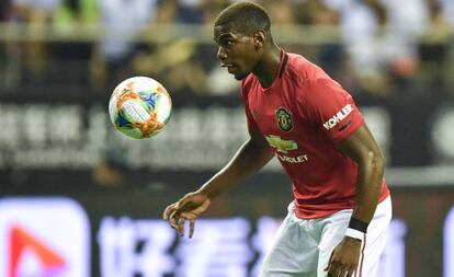 Pogba, durante un partido con el Manchester United.